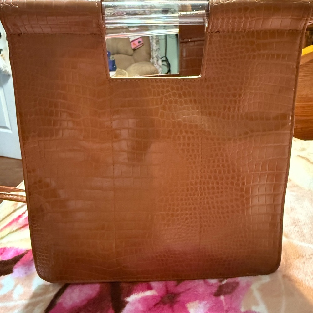 NWT- BEIS Brown Croc-Embossed Crossbody Bag